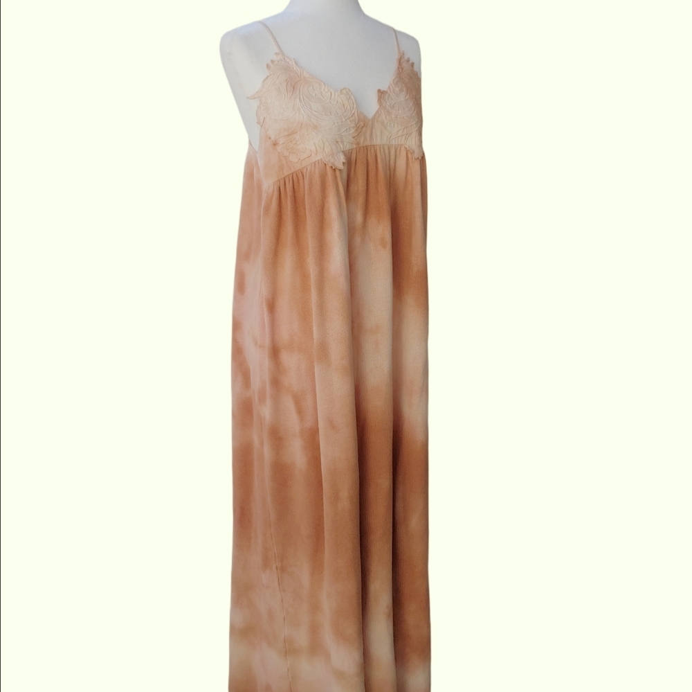 ZARA Maxi Summer Tie Dye Strap Dress Tan and Peach Women's Medium, NWT